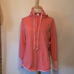 TOMMY BAHAMA Coral Pink Reversible Funnel Neck Zip Sweatshirt Jacket Top XL